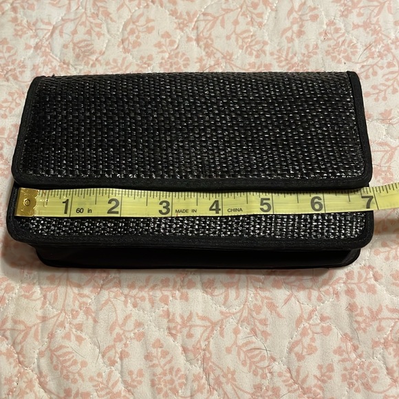 Wallet- black basket weave-snap closure w/2 snaps (small tear inside) - Picture 8 of 8
